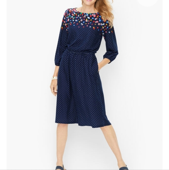 Talbots Women's Plus Floral Dot Midi Dress Size 2X - Picture 1 of 11